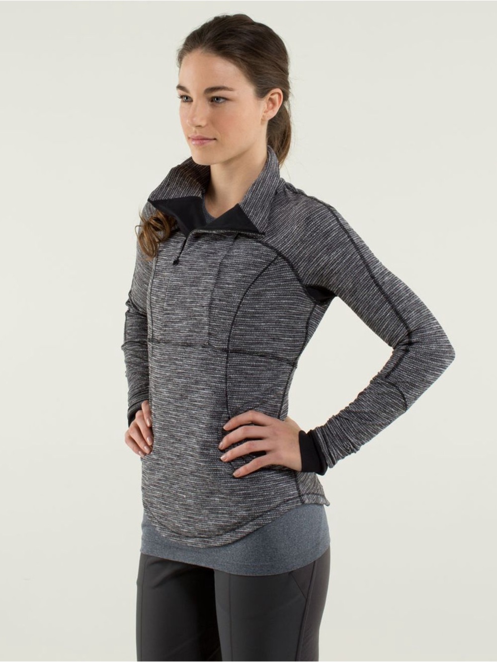Lululemon Base Runner 1/2 Zip Running Jacket - Coco Pique Black White